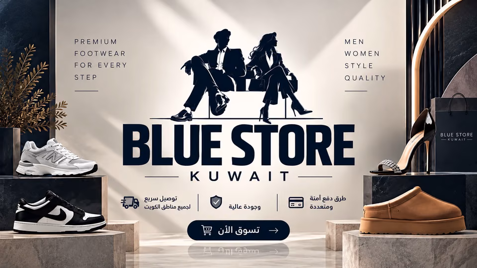 هوية BLUE STORE KUWAIT للأحذية الرجالية والنسائية