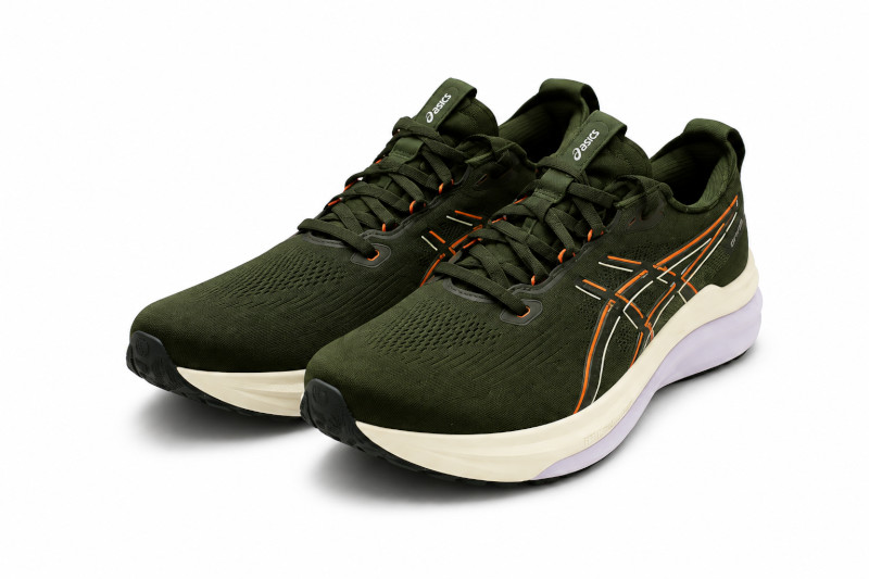 ASICS GEL-KAYANO 33 — زيتي بتفاصيل برتقالية